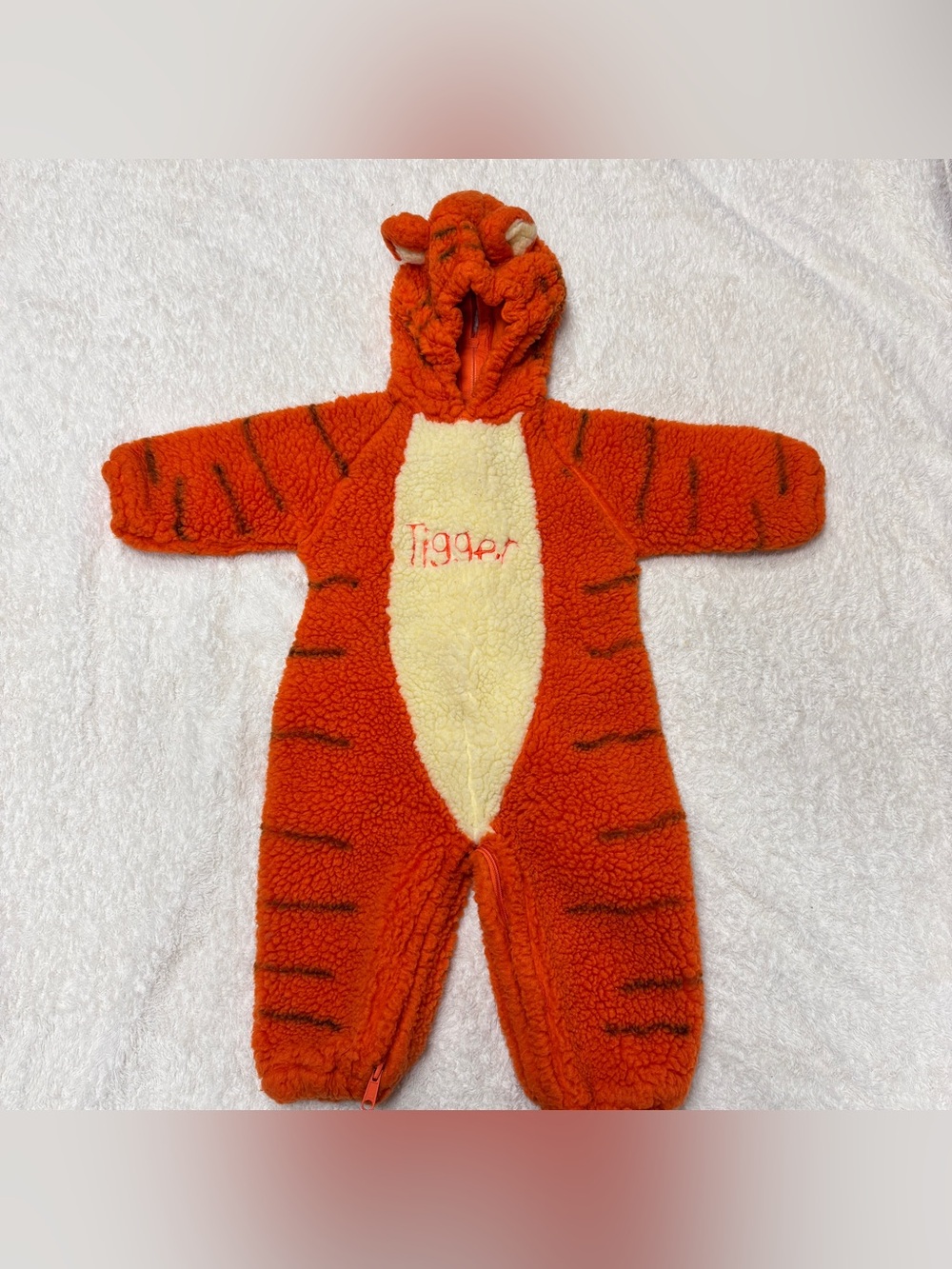 Vintage Disney Store Tigger Plush Fleece Costume Zipup Jumpsuit 18-24M Halloween